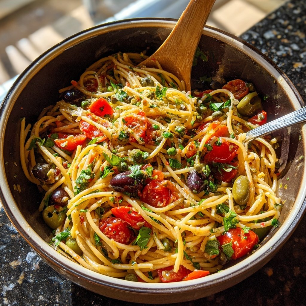 Mediterraner Nudelsalat Mit Kapern