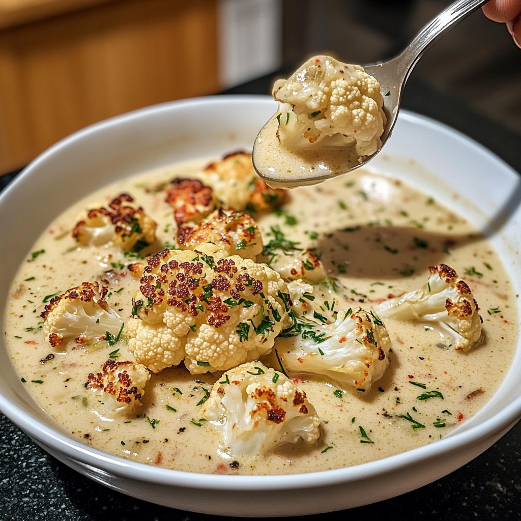 Einfache Blumenkohlsuppe aus dem Ofen