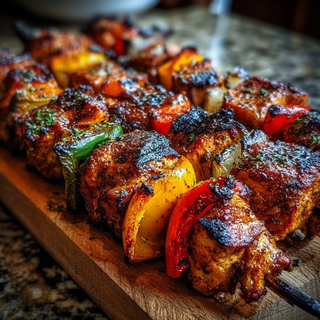 Gegrillte Hähnchenspieße