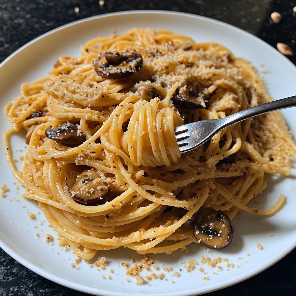 Spaghetti mit Pilzen und Petersilie
