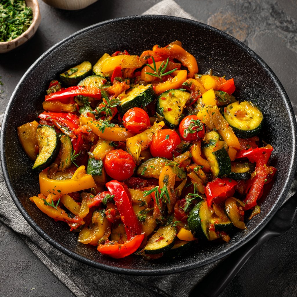 Abendessen mit Gemüsepfanne