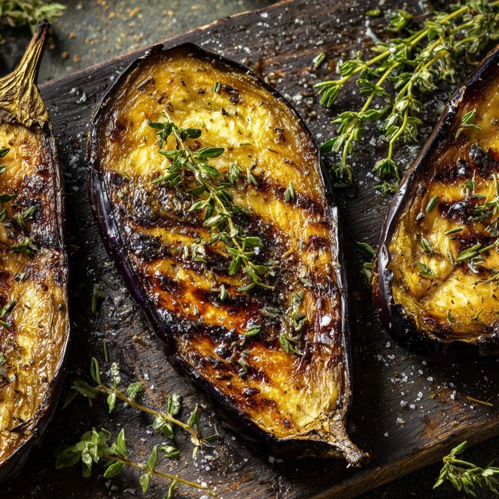 Auberginen aus dem Ofen mit Zitronenthymian