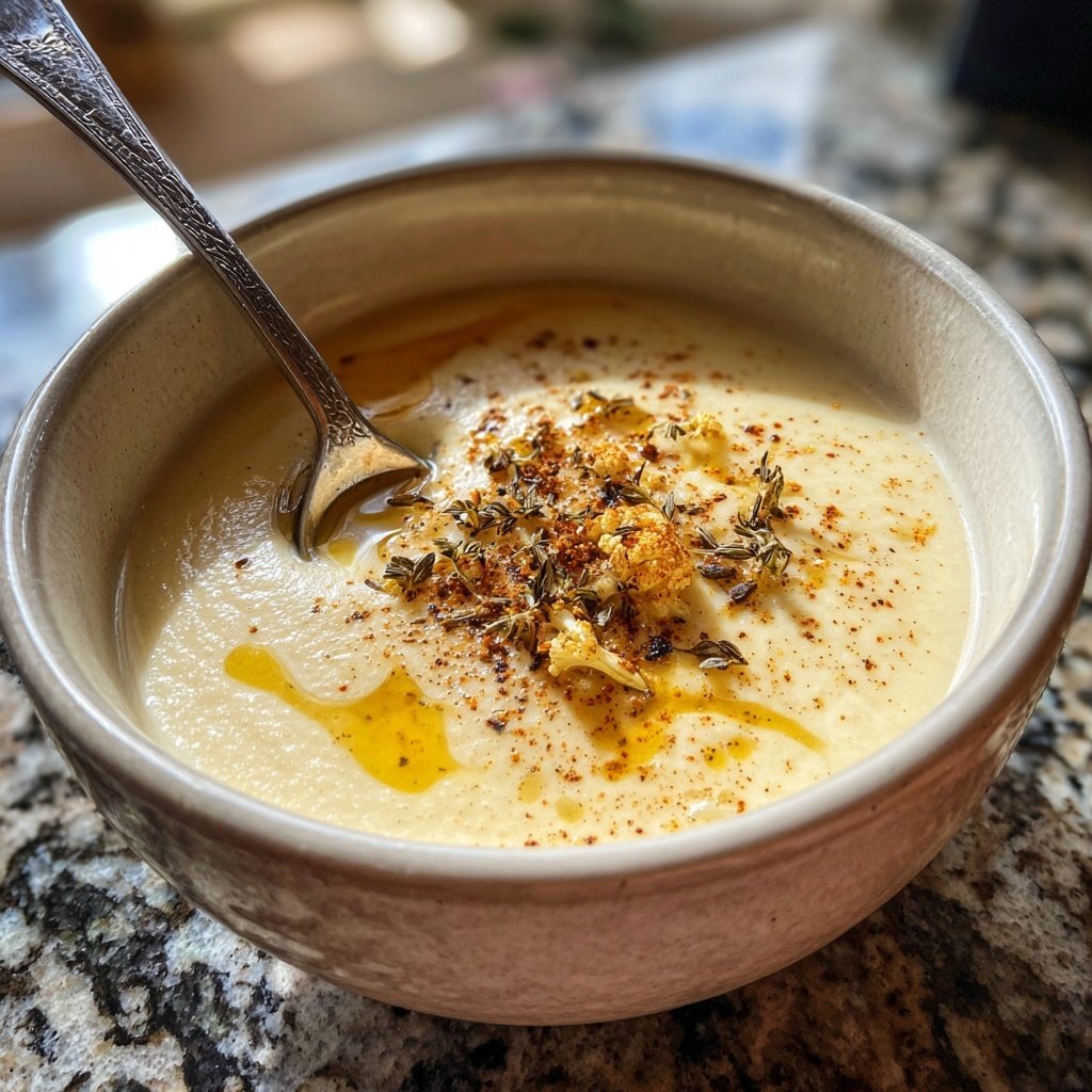 Cremige Blumenkohlsuppe mit Muskat