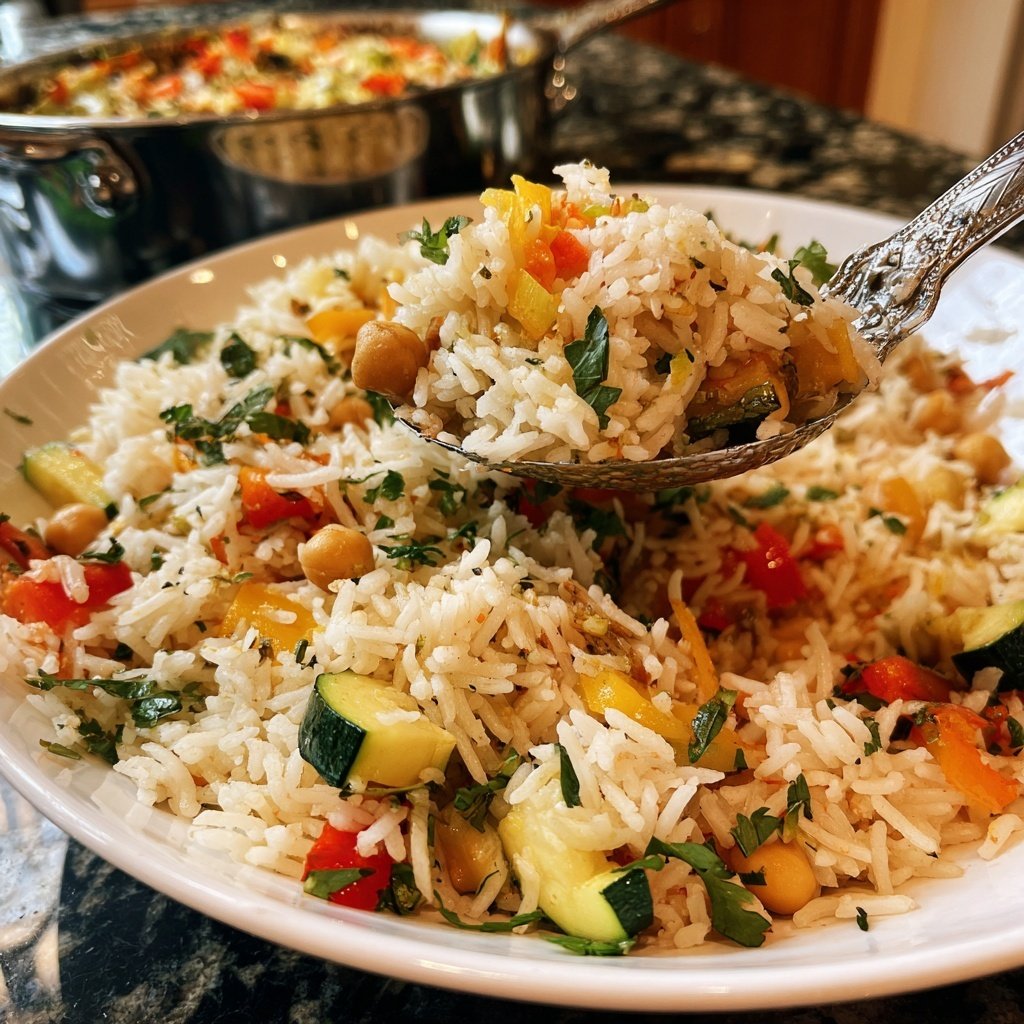 Vegetarisches Abendessen mit Reis