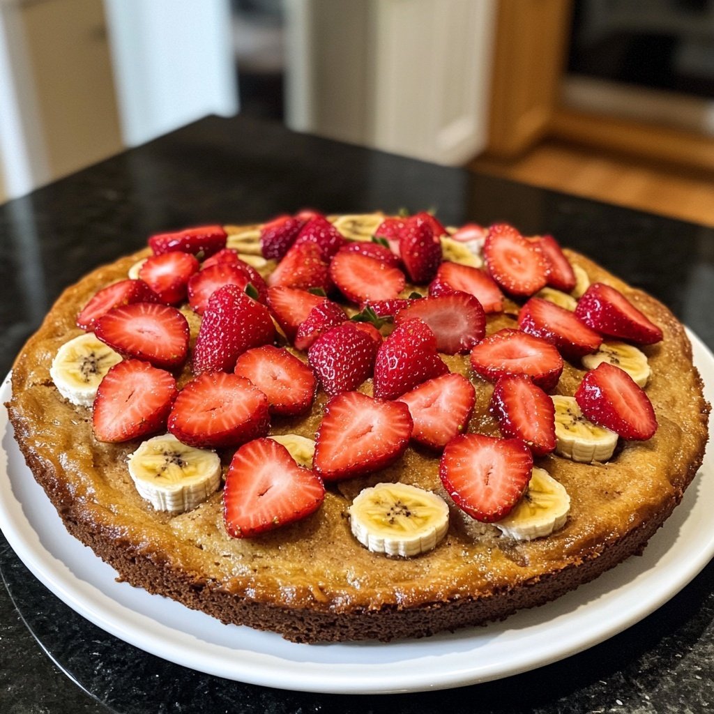 Bananenkuchen mit Erdbeeren